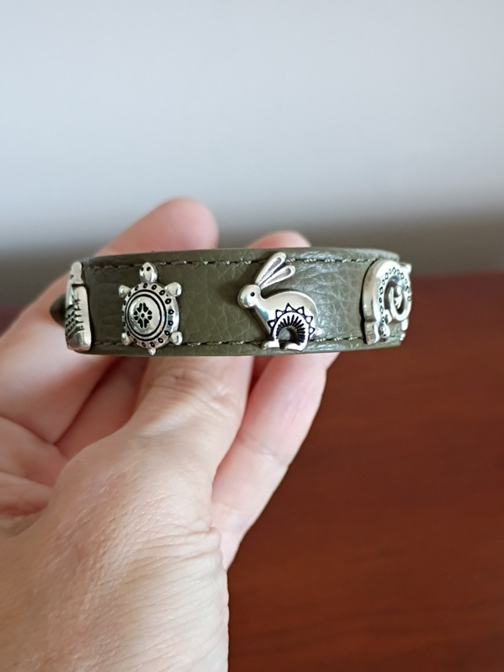 Brighton Olive Green Desert Friends Leather Bracelet with Silver Animal Accents